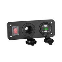 Panneau d'alimentation pour voiture DC 12/24V, chargeur double USB, prise allume-cigare, voltmètre numérique, interrupteur marche/arrêt rouge pour véhicule et marine