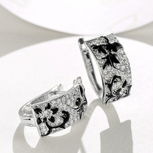 Set di gioielli floreali semplici vintage, anello bicolore con pietra intarsiata, regalo di San Valentino - Product Image 4
