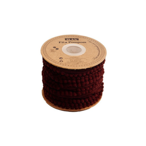 Passamaneria Ilan Pom Pom 1 cm 20 iarde colore caffè per decorazioni artigianali - Product Image 1