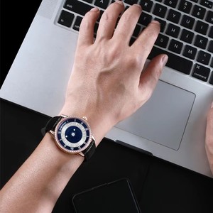 Montre mécanique automatique pour homme, boîtier en or rose, bracelet en cuir noir, bracelet en diamant, cadran lumineux, étanche 5BAR - Product Image 6