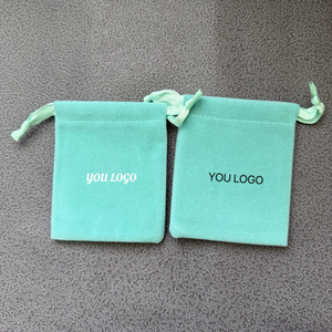 Bolsa de Terciopelo con Cordón Azul y Logotipo Personalizado, Bolsa Protectora para Accesorios Pequeños, con Lazo, para Cosméticos y Joyería - Product Image 4