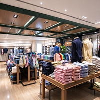 Présentoir de Vêtements pour Magasin : Table Îlot en Bois, Porte-vêtements en Métal Noir, Étagères, CE ETL, Vente en Gros pour Boutiques