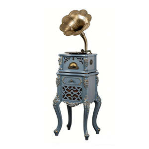 Mueble de Radio Tallado Ornamentado de Pie para el Hogar, con Tocadiscos de 3 Velocidades, Receptor BT Inalámbrico, Estilo Mueble Antiguo, Sistema de Audio - Product Image 1