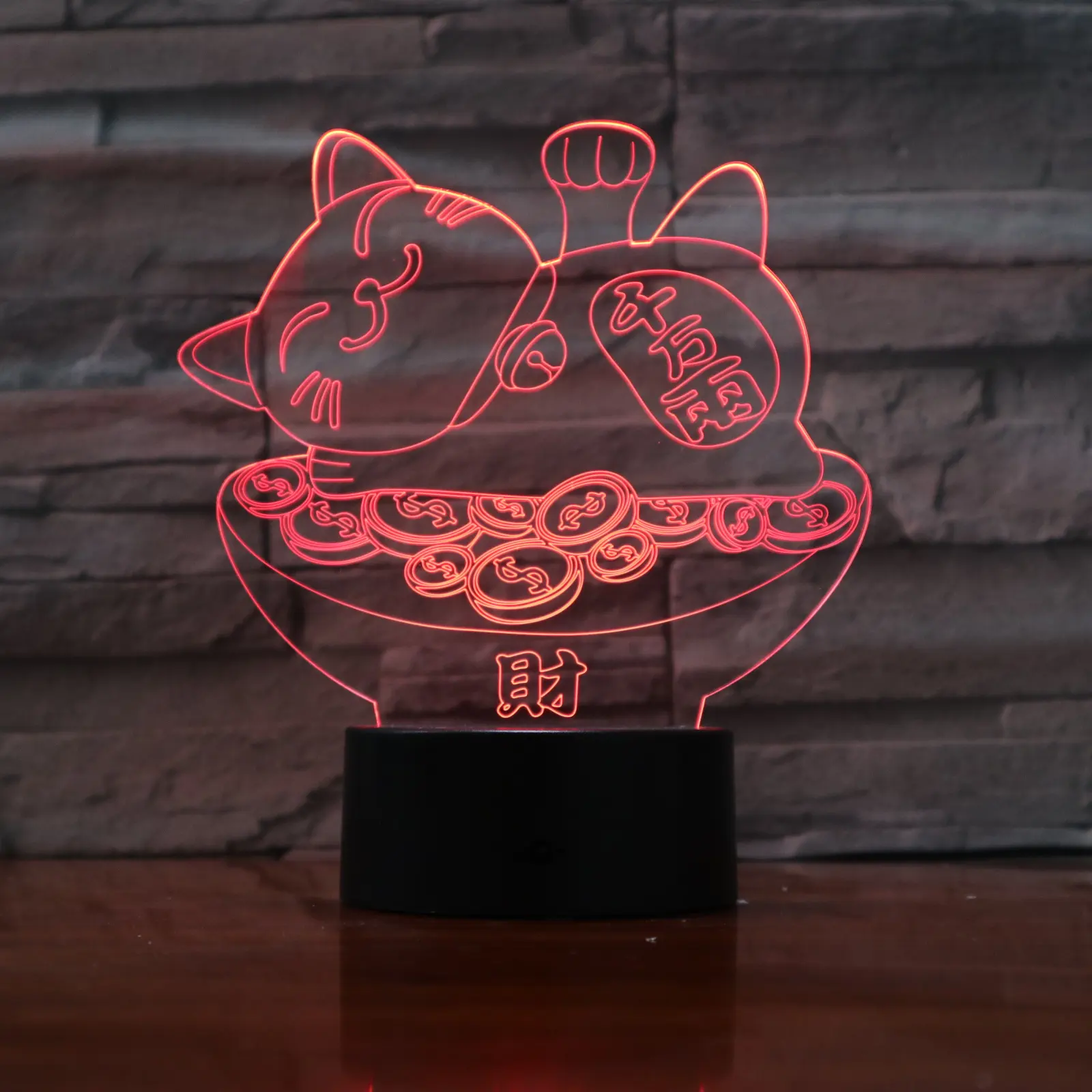 Adorável Garfield 3D Led Night Light Touch Table Desk Lâmpadas Ilusão Óptica E 7 Cor Mudar Luzes Com Acrílico