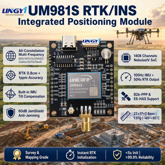 UM980/UM981/UM982 Integrated GPS Modules with BDS GPS GLONASS Galileo Qzss Full-system Full-frequency RTK/INS for Positioning
