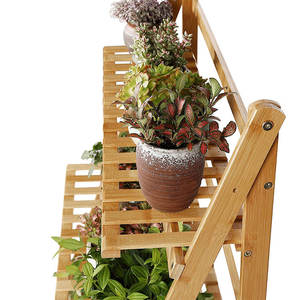 حامل متعدد الوظائف مصنوع من خشب الخيزران, حامل لتخزين النباتات والزهور - Product Image 4