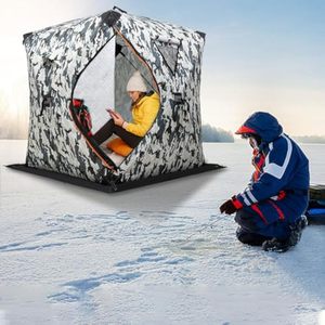 Abri de pêche sur glace personnalisé haut de gamme pour 2-3 personnes, tente camouflage avec tissu intérieur en polyester 210D et poteaux en fibre de verre – Grande Vente - Product Image 6