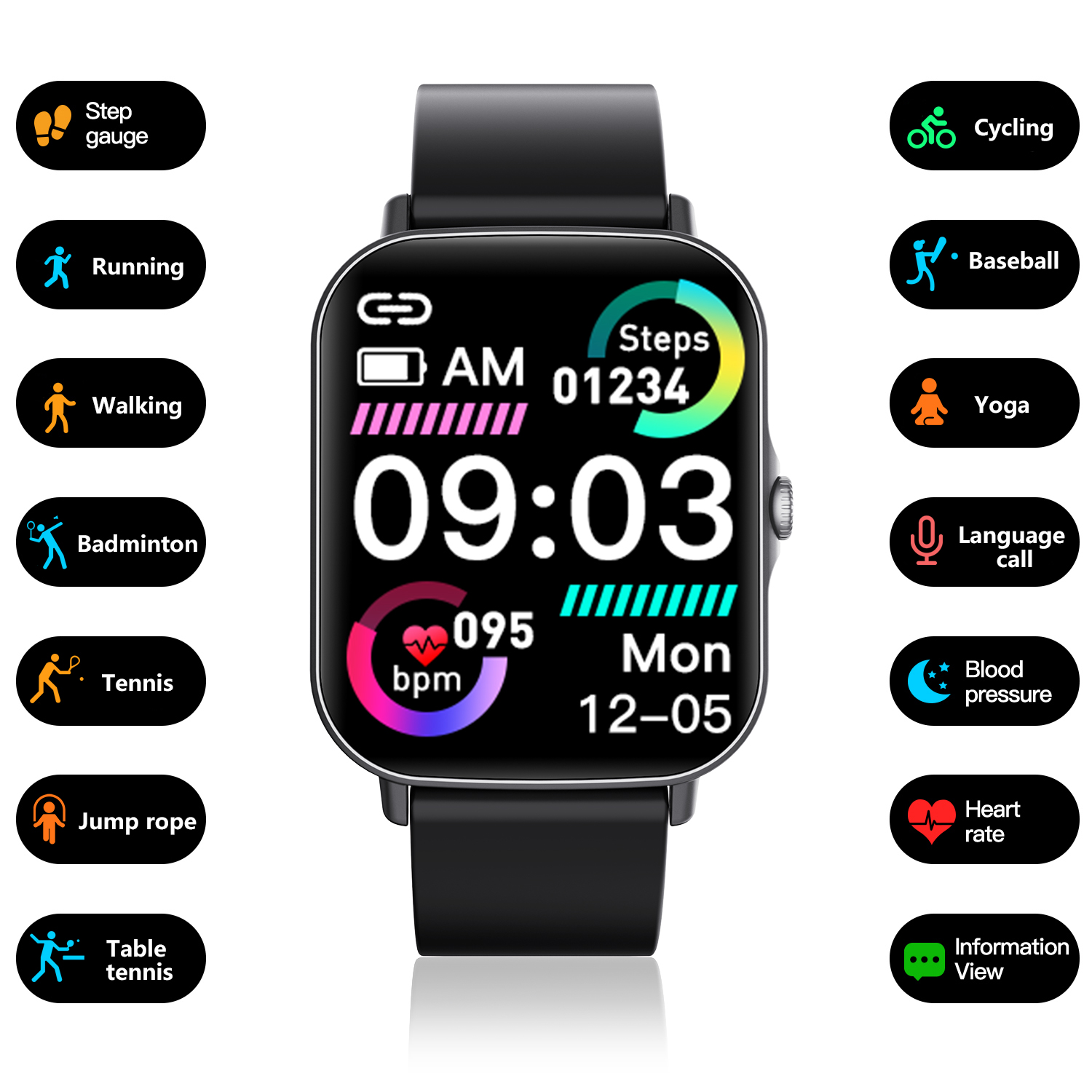 F97S Sports Smart Watch Fitness Tracker with Heart Rate and Blood