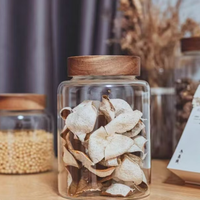 Bocaux de conservation en verre borosilicate avec couvercles en silicone de qualité alimentaire en bois d'acacia, contenants hermétiques faits à la main pour aliments secs et céréales, portables