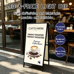 Floor-standing <b>LED</b> ultra-thin pull-out <b>light</b> <b>box</b> foldable A-frame poster stand billboard sign holder promotional stand bracket - Product Image 2