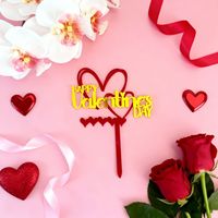 Magnifiques décorations de gâteau en forme de cœur en acrylique à double couche avec impression UV pour la Saint-Valentin, 10 cm, pour adultes