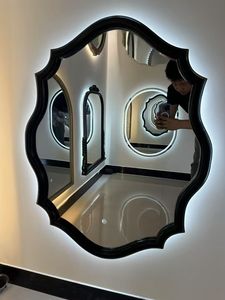 <span class=keywords><strong>Miroir</strong></span> de salle de bain à LED avec cadre en bois à motif de fleurs de prunier, style rétro français, nouveau design chinois, à suspendre au mur - Product Image 5