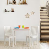 OEM & ODM 2025 table et 2 chaises en bois pour enfants, ensemble de table et de chaises blanches carrées pour enfants pour les tout-petits et les enfants pour les arts
