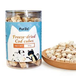 Bocaditos para Gatos de Bacalao Liofilizado, 80G, para la Salud de la Piel, el Sistema <span class=keywords><strong>Gastrointestinal</strong></span>, el Cerebro, la Vista e la Inmunidad, Etiqueta de Marca Personalizable - Product Image 1