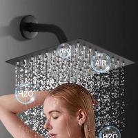Salle de bain en laiton de luxe noir mat 2 fonctions ensemble de douche mitigeur mural bain d'eau chaude et froide ensemble de douche