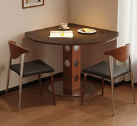 Ensemble de table à manger convertible en pierre frittée, base métallique pliable carrée à ronde, mobilier de salle à manger pour petit espace