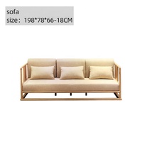 Canapé-lit trois places en bois massif de style chinois pour appartement/hôtel/villa, avec coussin en éponge rembourré