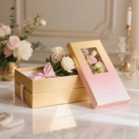 Boîte cadeau créative à fleurs en forme de cœur avec tiroir Boîte surprise à roses pour anniversaire ou anniversaire en papier durable