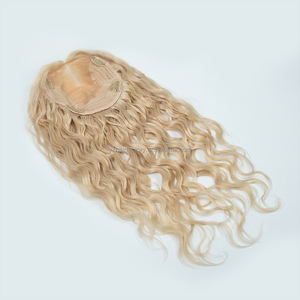 Hot Selling 6*7 Mono Net Topper Raw Virgin Human Cuticle Aligned European Hair Natural Wavy Topper <b>Clip</b> Silk Base in Stock - Product Image 4