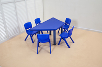 Table trapézoïdale en plastique pour enfants, version extensible, table d'activités pour la maternelle, tables et chaises réglables pour l'éducation préscolaire