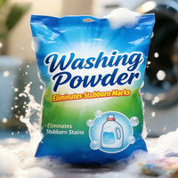 Sachet de lessive OEM personnalisé thermoscellable, en poudre, avec fermeture arrière, en matériau plastique imperméable, 1kg/3kg/5kg