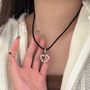 สร้อยคอเชือกสีดำเงินแท้ S925 ถักด้วยมือ สำหรับทุกเพศ ใส่ได้ทุกวัน โซ่เงินแท้ 925  จี้ไม่รวมอยู่ในชุด - Product Image 2