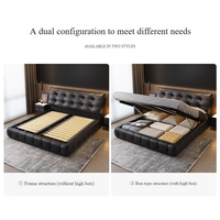 Lit Double Moderne de Luxe en Cuir Capitonnage Doux avec Rangement, Grande Taille, pour Adultes et Jeunes Filles