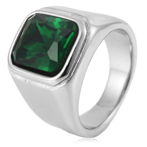 yunnique Men's Square Red Gemstone <b>Ring</b> <b>Titanium</b> Steel Bezel Setting Wedding Gift Jewelry FY280176 - Product Image 3