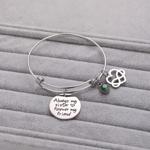 Loftily Venta caliente Amor infinito siempre mi hermana mi siempre mi amigo Colgante redondo CZ <span class=keywords><strong>Charm</strong></span> Pulseras de piedra de naci - Product Image 3
