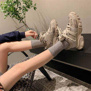 Sneakers con plateau Casual donna con Logo personalizzato moda moda pelle + maglia stringata <span class=keywords><strong>da</strong></span> donna - Product Image 2