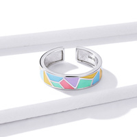 Coloré goutte bague ouvertures créent élégant 925 argent géométrique main ornement BSR126