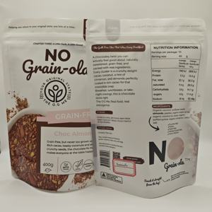 Bolsa de Embalaje de Alimentos con Cierre Ziplock de PET Biodegradable Personalizada, Doypack con Cierre de Mylar para 400g de Chocolates con Almendras - Product Image 1