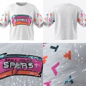 Luxury Sequined Bling San Antonio <strong>Sequin</strong> Blouses for Ladies Sports Day SPU-RSS Fans Fashion Short Sleeves <strong>Sequin</strong> <strong>Tops</strong> Blouse - Product Image 6
