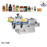 Machine d'application d'étiquettes industrielle semi-automatique IPS-L208D pour bouteilles rondes, flacons cosmétiques, pots en verre