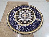 Kristallvelours Blauer Runder Teppich mit Blumenmuster Rutschfester Weicher Bodenteppich Wohnzimmerteppich Orientalisches Medaillon Heimdekoration Große Matte