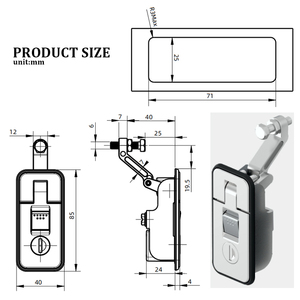 Serrure de boîte à outils, verrou de tige scellé, serrure de <span class=keywords><strong>coffre</strong></span> de camping-car, serrure de <span class=keywords><strong>coffre</strong></span> chromée, loquet à compression à levier pour boîte latérale de bus - Product Image 2