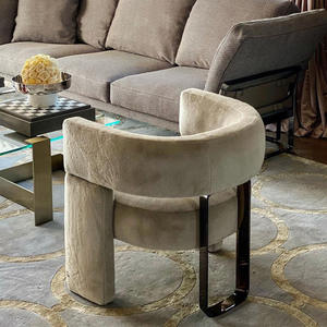 Sillón Moderno de Terciopelo Verde con Estructura Metálica, Mueble para Sala de Estar - Product Image 3