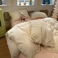 Ensemble de literie 4 pièces style princesse campagne française, 100% coton certifié OEKO-TEX, sans plis, ensemble de housse de couette