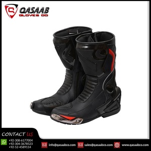Chaussures de moto en cuir respirantes et imperméables noires, chaussures de sport, bottes montantes pour Motocross - Product Image 2