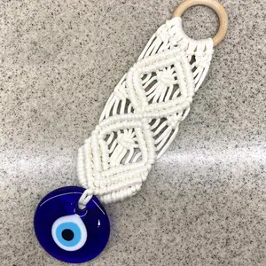 Kingcome Turkish Hand Made Blue Eye Macrame Wall Hanging Tapestry Decoration Ornament Nazar Pendants Evil Eyes Home Decor