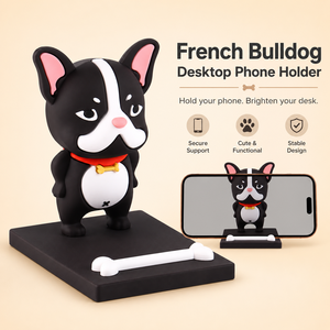 Creativo y Adorable Soporte para Teléfono con Forma de Bulldog Francés, Ajustable, Manos Libres, Decoración de Escritorio para Hogar u Oficina - Product Image 1