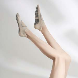 ODM Custom Designed Non-Slip <b>Grip</b> Pilates Knitted <b>Socks</b> with Digital Printed Embroidered Logo Ankle - Product Image 2