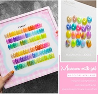 Kit de vernis à ongles en gel UV semi-transparent effet gelée, 48 couleurs, texture crémeuse pastel, effet macaron, à retirer par trempage, pour nail art