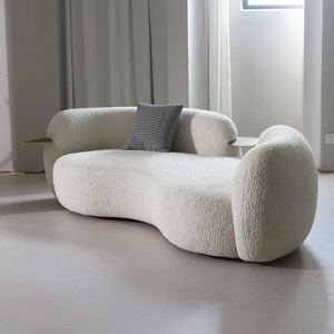 Muebles para el hogar modernos de lujo italiano Convertible Boucle curvo Canape De Salon Sofá Set Bandeja de metal de madera Tapicería para la vida - Product Image 3