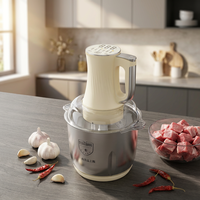 Hachoir à viande à écran tactile, bol en acier inoxydable de 4 L, robot culinaire à six lames de 500 W avec prise EU