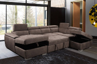 Nouveau design Canapé d'angle moderne en forme de L avec rangement, convertible en lit, pour salon
