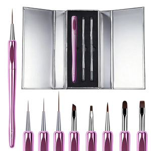 Kedatangan Baru Set Kuas Kuku Multi-fungsi 8 in 1 Portabel dengan Kepala yang Dapat Diganti Bulu Sintetis Kuas Seni Kuku Profesional - Product Image 4