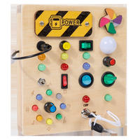 Jouets éducatifs pour la petite enfance, jouets à interrupteurs lumineux LED, jouets de planche d'activités en bois, jouet de planche d'activités multifonctionnel en bois