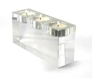 Dining Table Solid Crystal Candlestick Crystal Cube Candle Holder Transparent Candle Holders