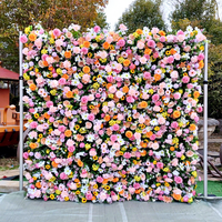 Mur de fleurs artificielles rouges DKB pour décoration de mariage